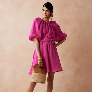 BRAND NEW Banana Republic Ramie Open-Back Mini Dress Dark Magenta XL